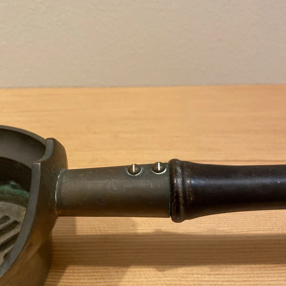 Vintage Silk Iron Pan Long Handle Green‎ Oxidation